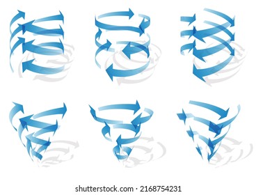 Vector illustration with 6 different tornado shadows