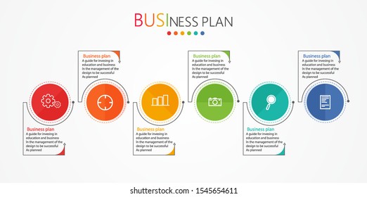 Ilustración vectorial de 6 pasos para el éxito con objetivos, puede ser utilizada para infografía, diagramas, diseño.
