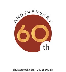 Vector illustration 60 Anniversary logo in red circle on white background with gradient number