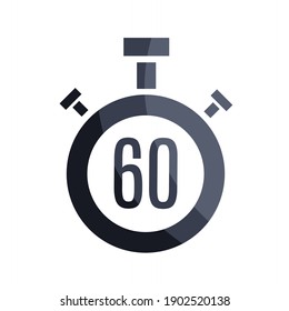 vector illustration of 60 seconds stopwatch icon.  illustrations for time, speed, timer.  flat minimalist design eps 10