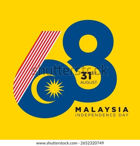 Vector illustration. 68 years of Malaysia Independence Day, 31 August. Malaysia day banner and poster design for social media and print media