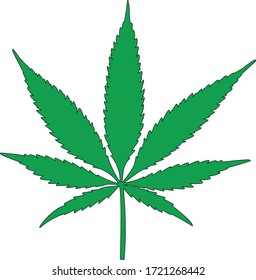 Vector illustration of a 7 leaf dark green cannabis