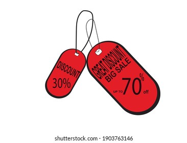 Vektorgrafik von 70 % und 30 % Rabatt-Coupons