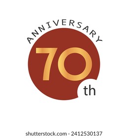 Vector illustration 70 Anniversary logo in red circle on white background with gradient number