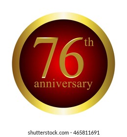 Vector illustration of 76th anniversary. Red gold background.