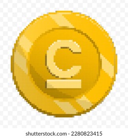 Vektorgrafik von 8-Bit Pixel Kyrgystani Som Währung Symbol. farbige Vektorgrafik auf transparentem Hintergrund (PNG).