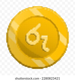 Vector illustration of 8 bit pixel Sri Lankan Rupee currency coin icon. colored vector on transparent background(PNG).