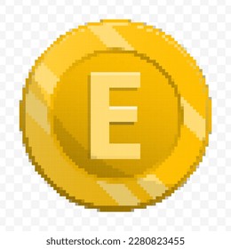 Vector illustration of 8 bit pixel Lilangeni Swaziland currency coin icon. colored vector on transparent background(PNG).