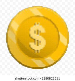 Vector illustration of 8 bit pixel Cape Verdean Escudo currency coin icon. colored vector on transparent background(PNG).