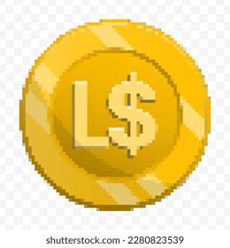 Ilustración vectorial de 8 bits píxel ícono de moneda liberiana en dólares. vector de color sobre fondo transparente (PNG).