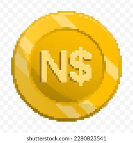 Vector illustration of 8 bit pixel Namibian Dollar currency coin icon. colored vector on transparent background(PNG).