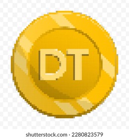 Vector illustration of 8 bit pixel Tunisia Dinar currency coin icon. colored vector on transparent background(PNG).