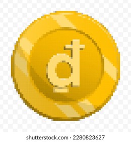 Vector illustration of 8 bit pixel Vietnamese dong currency coin icon. colored vector on transparent background(PNG).