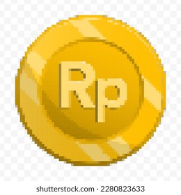 Ilustración vectorial de la moneda de rupia indonesia de 8 bits. vector de color sobre fondo transparente (PNG).