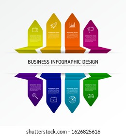 Vector illustration with 8 data Infographics tab paper arrow template. Design element can be used for workflow graph, chart, web layout.