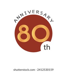 Vector illustration 80 Anniversary logo in red circle on white background with gradient number