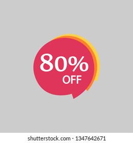 Vector illustration of 80% off, sticker discounted sale