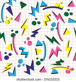 vector illustration of 80s or 90s background seamless