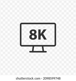 vector illustration of 8k resolution icon in dark color and transparent background(png).