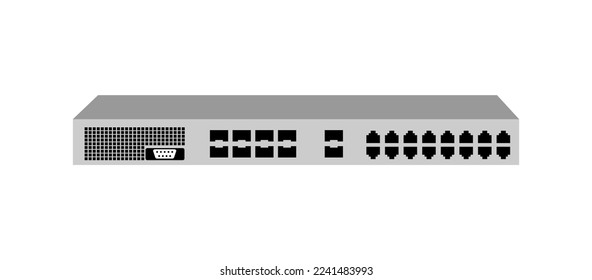 Vector illustration of 8-Port GPON, Two 1G,10G SFP Ethernet Ports on white background.