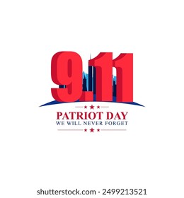 Vector illustration of 9 11 patriot day social media feed template