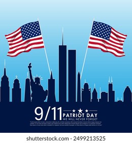 Vector illustration of 9 11 patriot day social media feed template