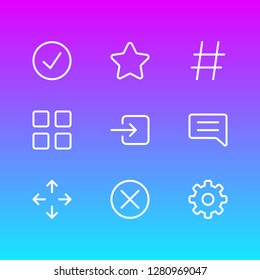 Vector illustration of 9 annex icons line style. Editable set of thumbnails, star, close and other icon elements.