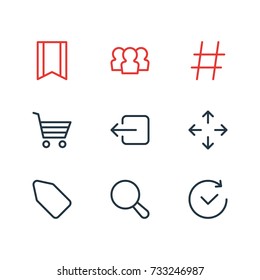 Vector Illustration Of 9 Annex Icons. Editable Pack Of Group, Exit, Time And Other Elements.