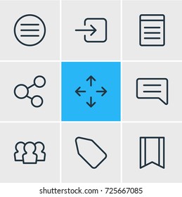 Vector Illustration Of 9 Application Icons. Editable Pack Of Pennant, Sign In, Label And Other Elements.