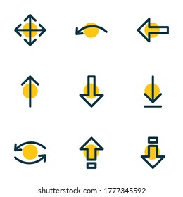 Vector illustration of 9 arrows icons line style. Editable set of enlarge, left, caps lock and other icon elements.