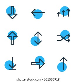 Vector Illustration Of 9 Arrows Icons. Editable Pack Of Loading, Right, Left And Other Elements.