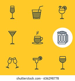 Vector Illustration Of 9 Beverage Icons. Editable Pack Of Beverage, Celebrate, Draught And Other Elements.