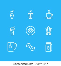 Vector Illustration Of 9 Coffee Icons. Editable Pack Of Coffeemaker, Cup, Package And Other Elements.