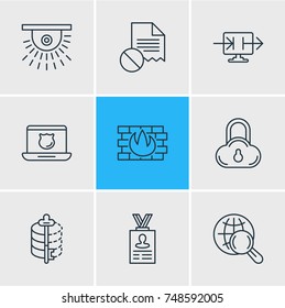 Vector Illustration Of 9 Data Icons. Editable Pack Of Safe Storage, Data Error, Account Data And Other Elements.