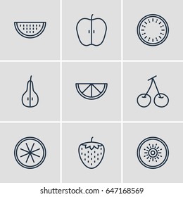 Vector Illustration Of 9 Dessert Icons. Editable Pack Of Duchess, Jonagold, Orange And Other Elements.