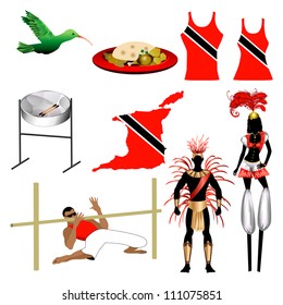 Vector Illustration of 9 different Trinidad and Tobago Trini icons.