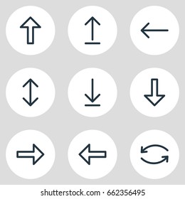 Vector Illustration Of 9 Direction Icons. Editable Pack Of Loading, Download, Direction And Other Elements.