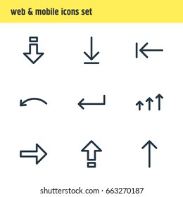 Vector Illustration Of 9 Direction Icons. Editable Pack Of Increase, Tab, Turn And Other Elements.