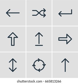 Vector Illustration Of 9 Direction Icons. Editable Pack Of Submit, Exchange, Right And Other Elements.
