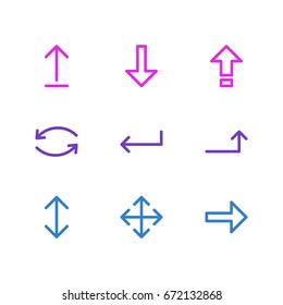 Vector Illustration Of 9 Direction Icons. Editable Pack Of Widen, Download, Right And Other Elements.