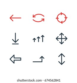 Vector Illustration Of 9 Direction Icons. Editable Pack Of Update, Raise, Circle And Other Elements.