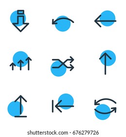 Vector Illustration Of 9 Direction Icons. Editable Pack Of Undo, Update, Submit And Other Elements.