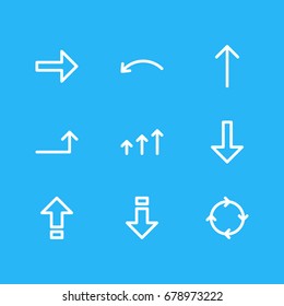 Vector Illustration Of 9 Direction Icons. Editable Pack Of Increase, Down, Download And Other Elements.