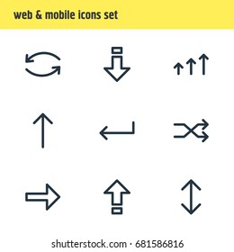 Vector Illustration Of 9 Direction Icons. Editable Pack Of Exchange, Turn, Increase And Other Elements.