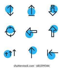 Vector Illustration Of 9 Direction Icons. Editable Pack Of Submit, Exchange, Circle And Other Elements.