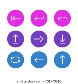 Vector Illustration Of 9 Direction Icons. Editable Pack Of Upwards, Left, Undo And Other Elements.