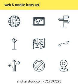 Vector Illustration Of 9 Direction Icons. Editable Pack Of World, Location, Block And Other Elements.