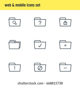 Vector Illustration Of 9 Document Icons. Editable Pack Of Question, Closed, Plus And Other Elements.