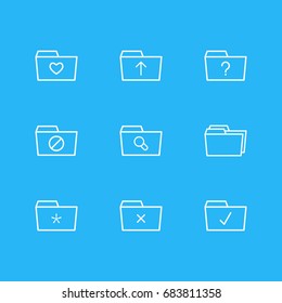 Vector Illustration Of 9 Document Icons. Editable Pack Of Folders, Remove, Submit And Other Elements.
