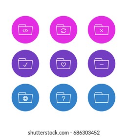 Vector Illustration Of 9 Document Icons. Editable Pack Of Liked, Recovery, Script And Other Elements.